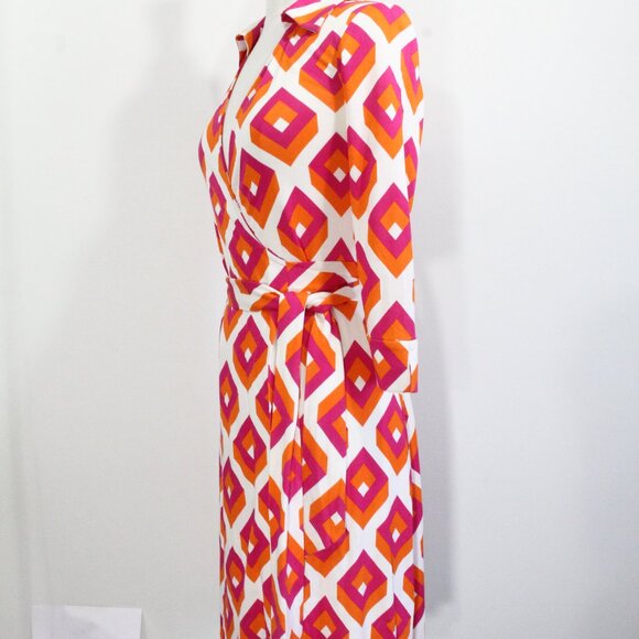 Diane Von Furstenberg Vintage Collection Wrap Dress 4 NEW Retro cube Print DVF - Picture 6 of 15